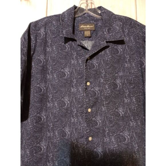 Eddie Bauer Shirt Men's Medium Blue Short Sleeve Button‎ Front - Picture 3 of 6